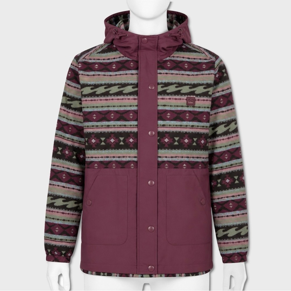 Billabong Polar Fleece Tech Jacket - NWT Womens Size XL Wine / Multi - #49703-OF